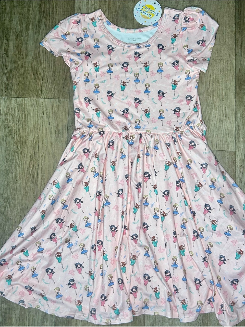 NWT Girls' Pink Ballerina Print Twirl Dress